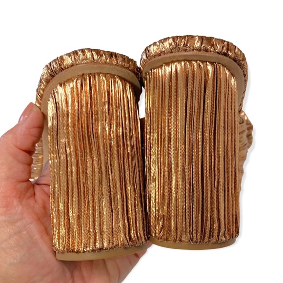 Loeffler Randall Penny Knot Rose Gold Crinkle Lame' Mule Sandal Slide Open Toe - Picture 12 of 16